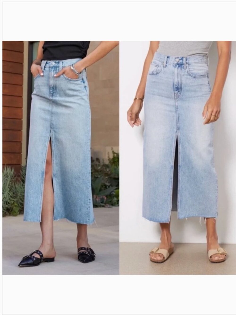 Anthropologie Pistola Alice Midi Denim Split Front Brooklyn Midi Skirt 26 - Picture 9 of 9